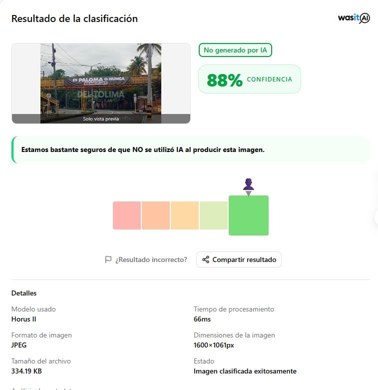 WasItAI arroja 88% de certeza de que no es IA el mensaje a favor de Valencia