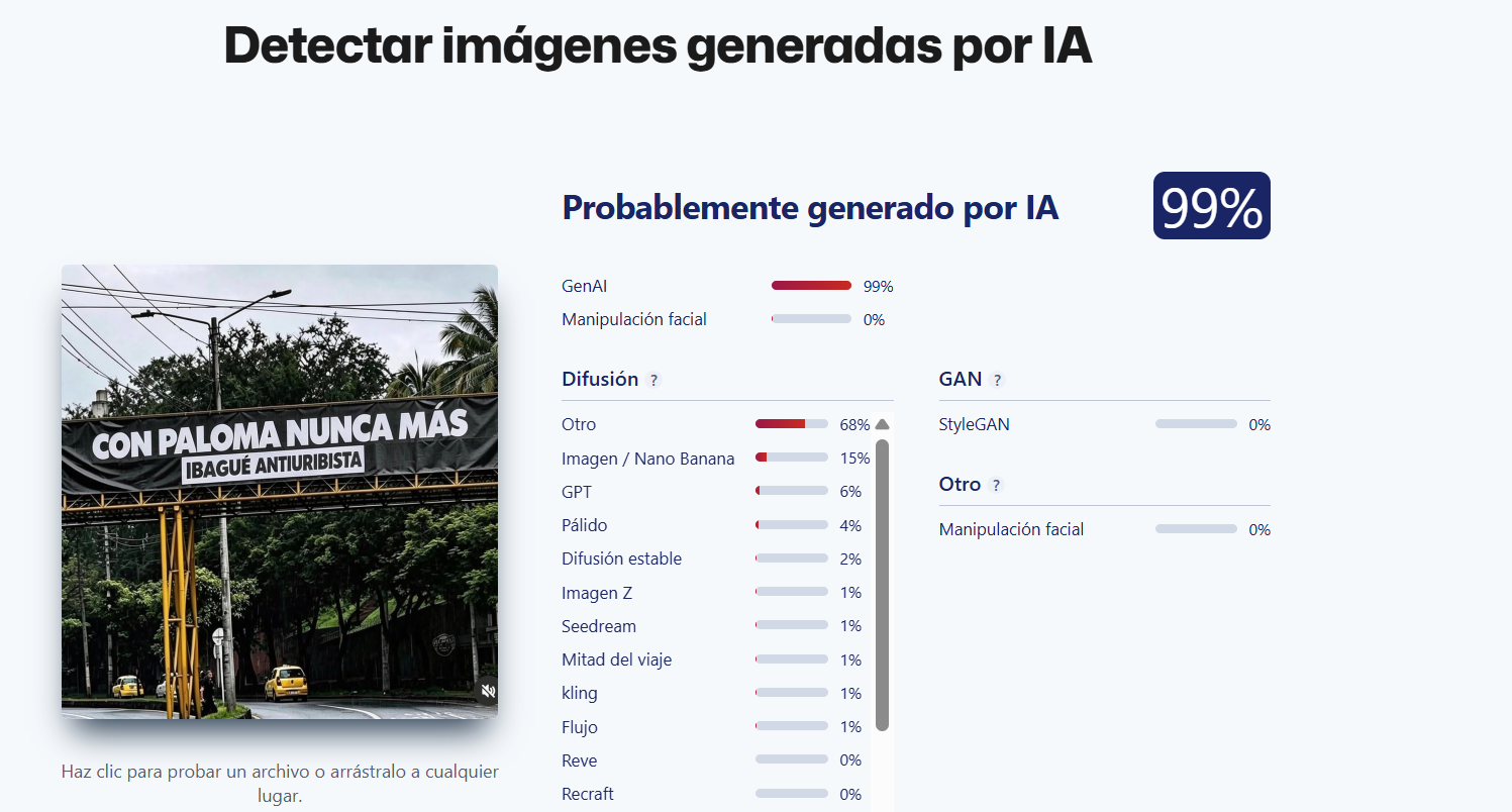 Sight Engine arroja 99% de probabilidad de IA en la imagen contra Valencia