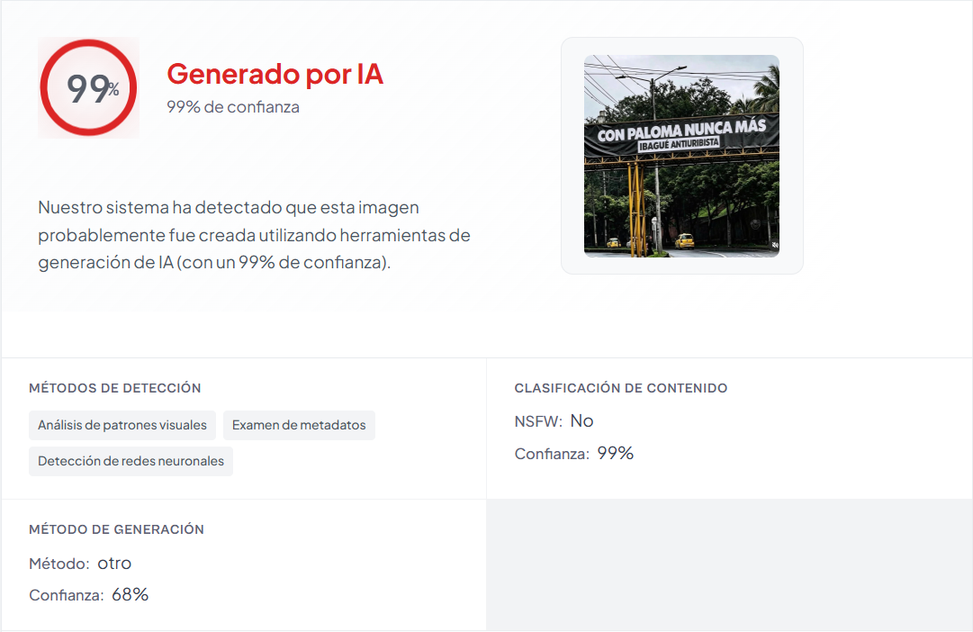 IsItAI arroja 99% de probabilidad de IA en el mensaje contra Valencia