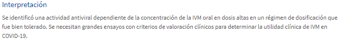 Conclusión  estudio Ivermectina E Clinical Medicine