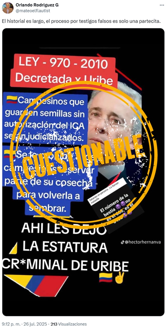 desinformación sobre resolución aprobada por Uribe