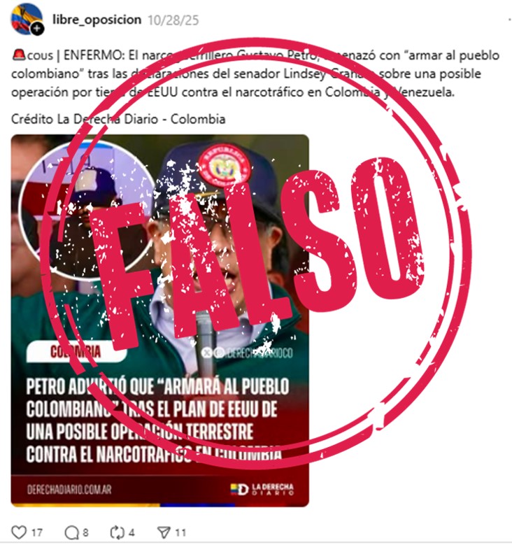 Imagen falsa sobre armar al pueblo