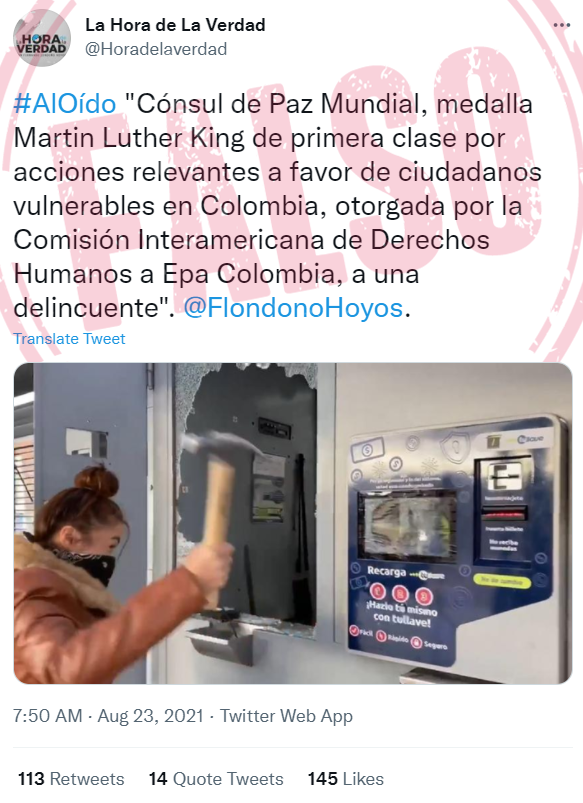 Captura de pantalla trino la hora de la verdad