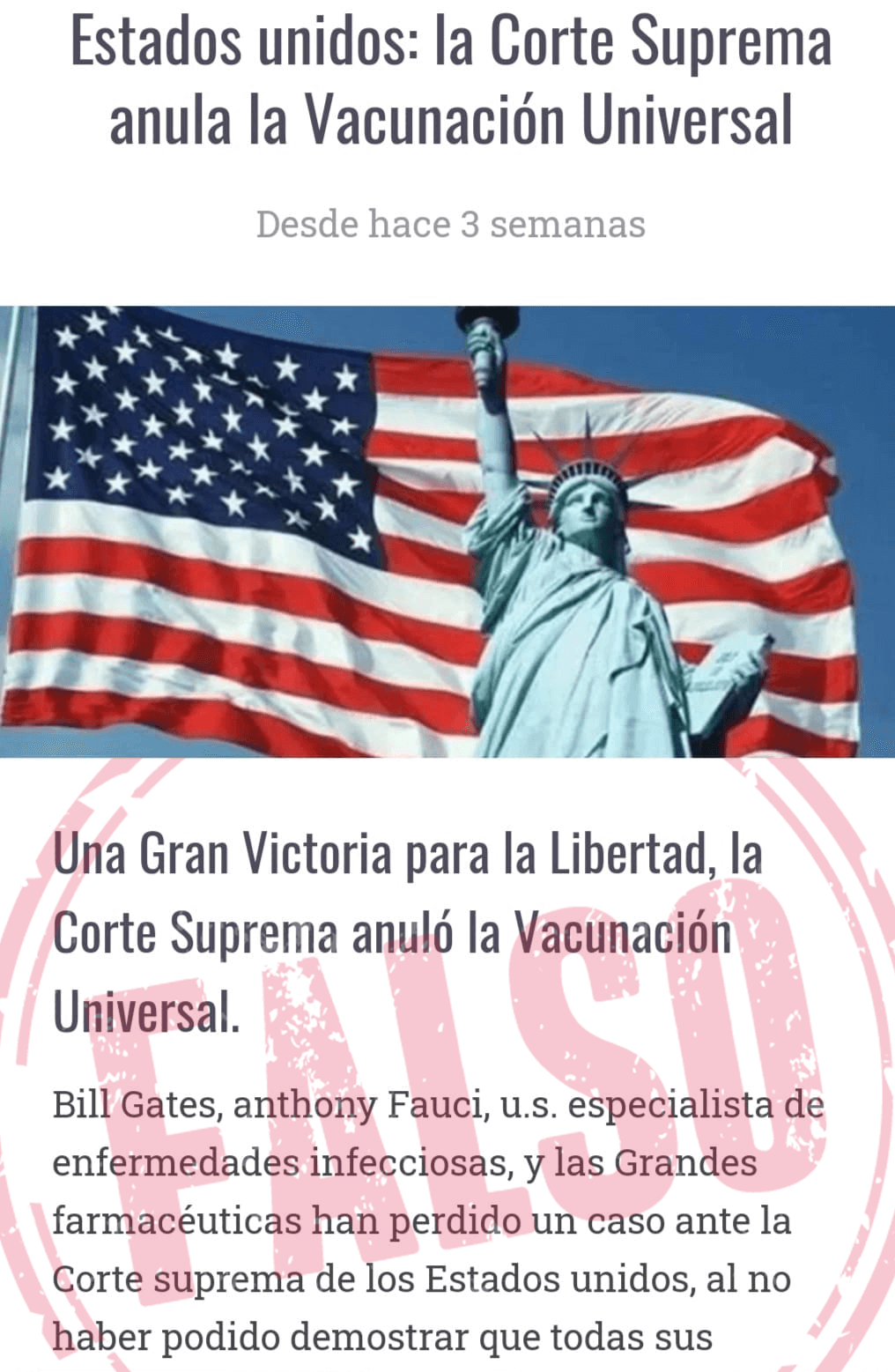 Captura de info verificada como falsa