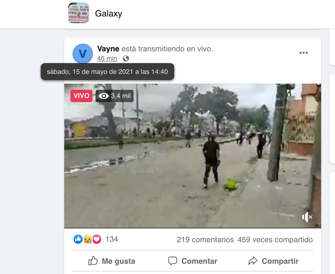 Pantallazo de falso directo de Popayàn 2