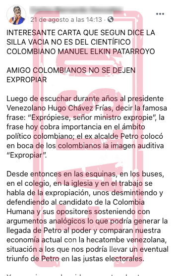 Captura de pantalla cadena Patarroyo