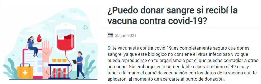 Invima comunicado donación de sangre por vacunados contra COVID19