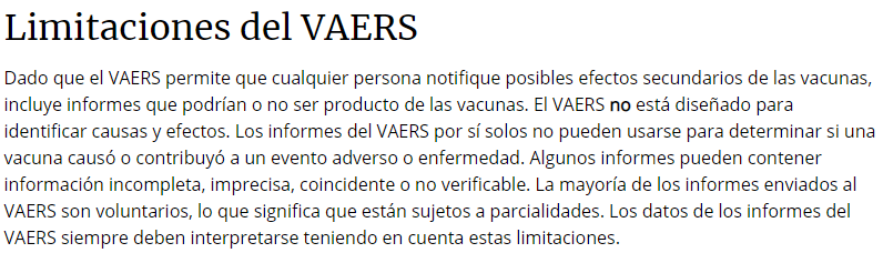 limitaciones del VAERS