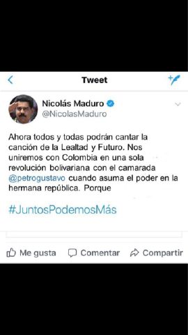 Pantallazo de falso trino de Maduro