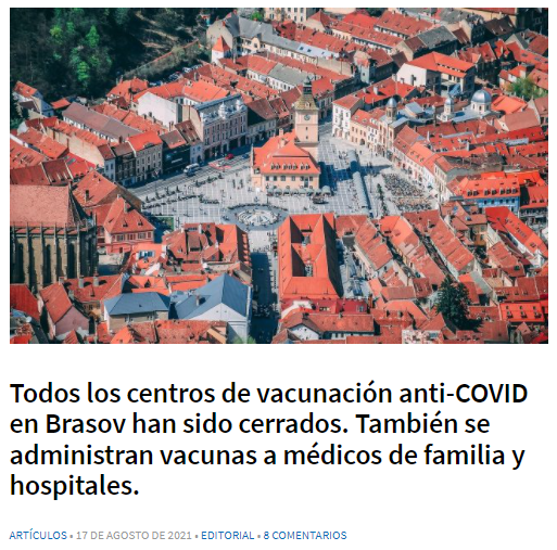 Pantallazo de la noticia original en español