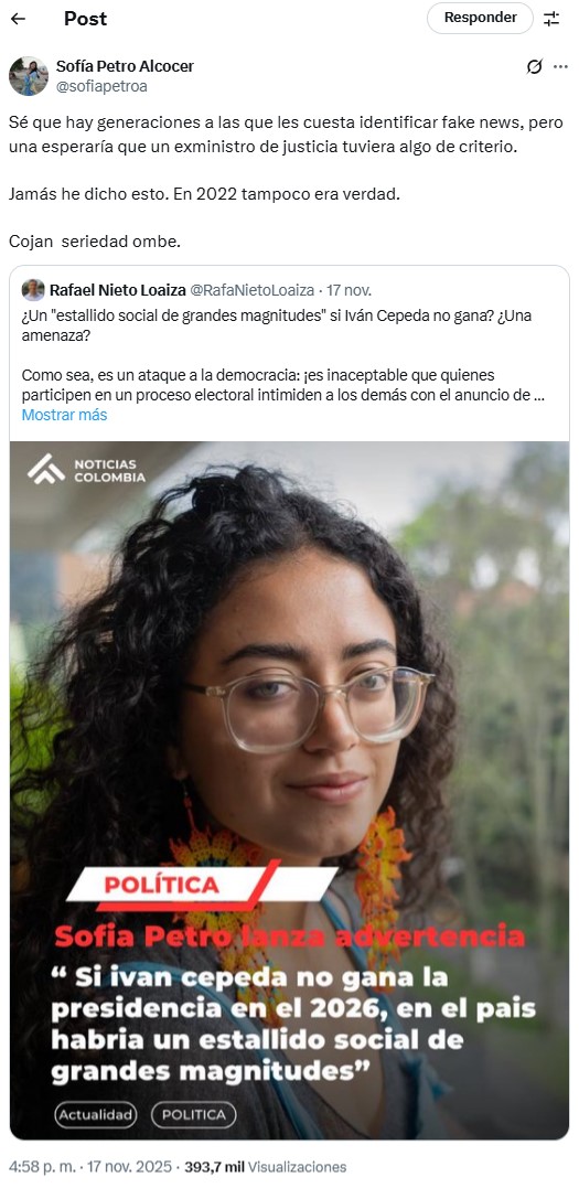 Respuesta de SofÍa Petro