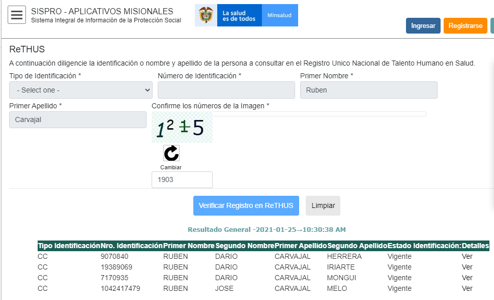 verificación de Ruben Carvajal RetHus