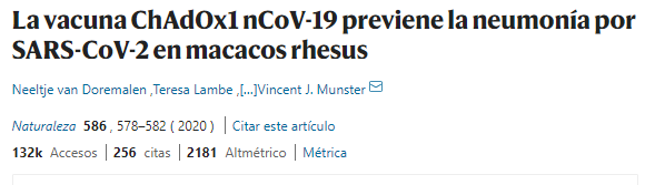 Estudio en macacos vacuna COVID-19