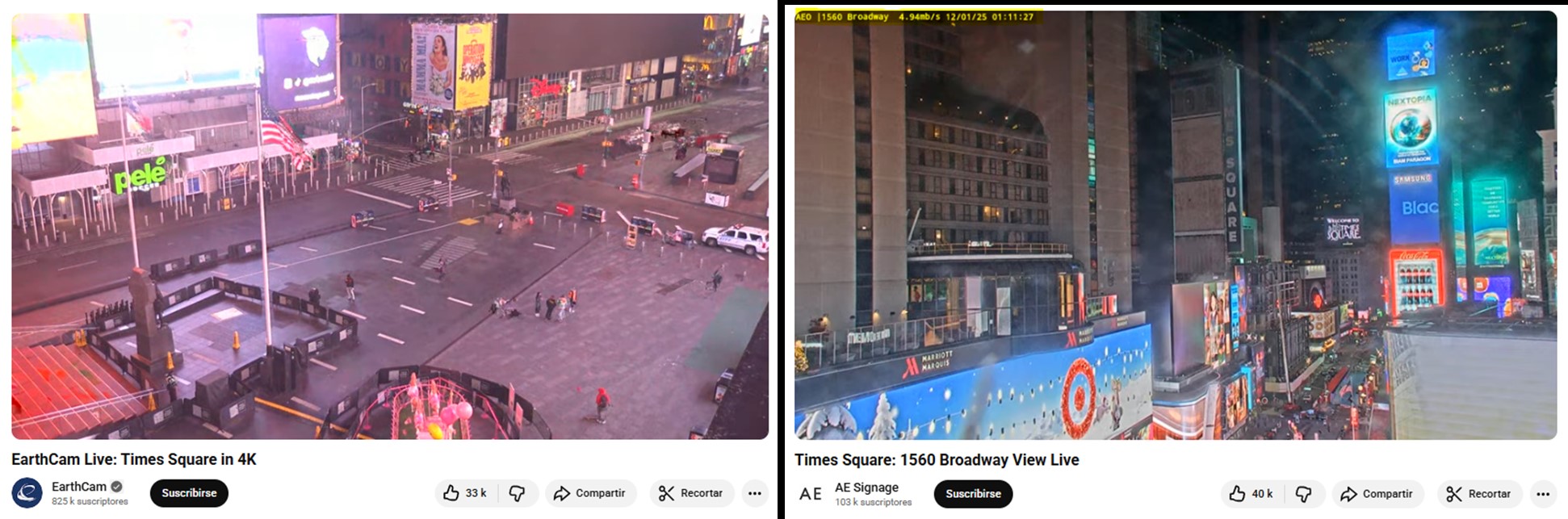 Transmisión en vivo del Times Square