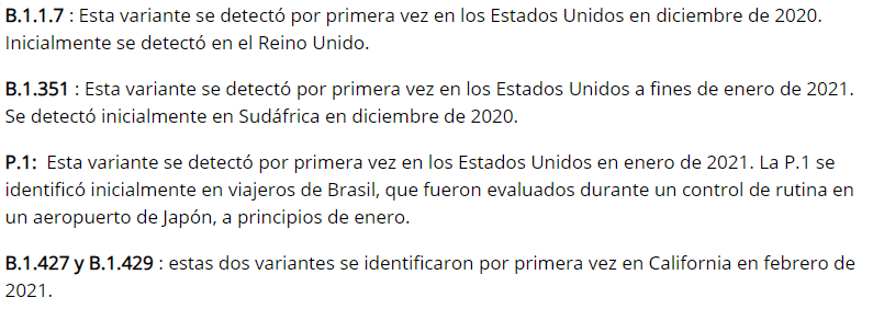 cdc variantes
