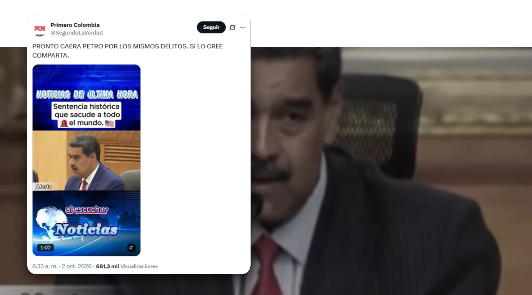 Video falso sobre supuesta sentencia contra Nicolás Maduro