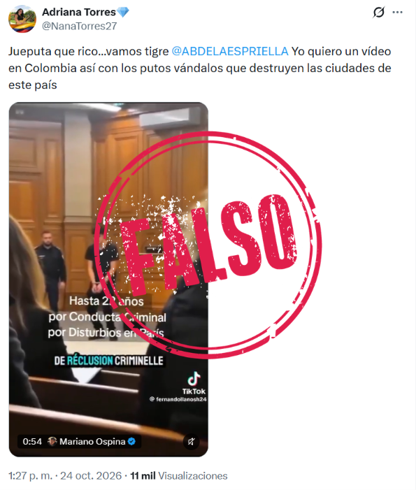 Video falso de jóvenes condenados en Francia por protestas