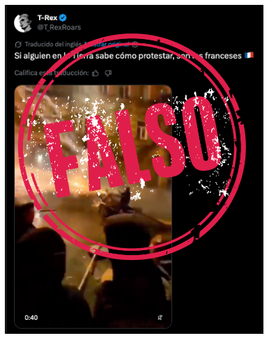 hombre dispara fuegos artificiales en disturbios