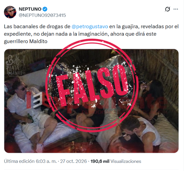 Foto falsa de Petro con unas mujeres en una fiesta en La Guajira