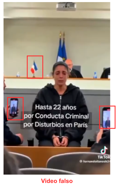 Video falso de jóvenes condenados en Francia por protestas