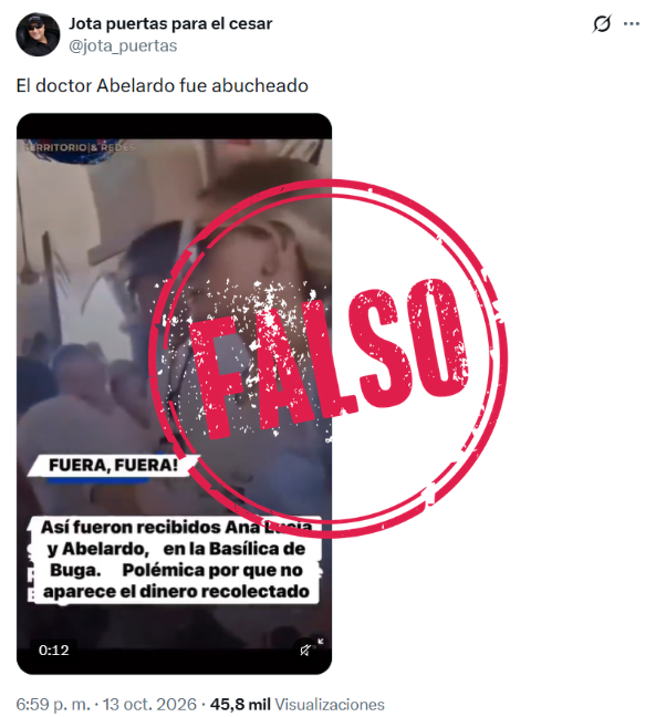 Video falso de Abelardo de la Espriella abucheado en la basílica de Buga