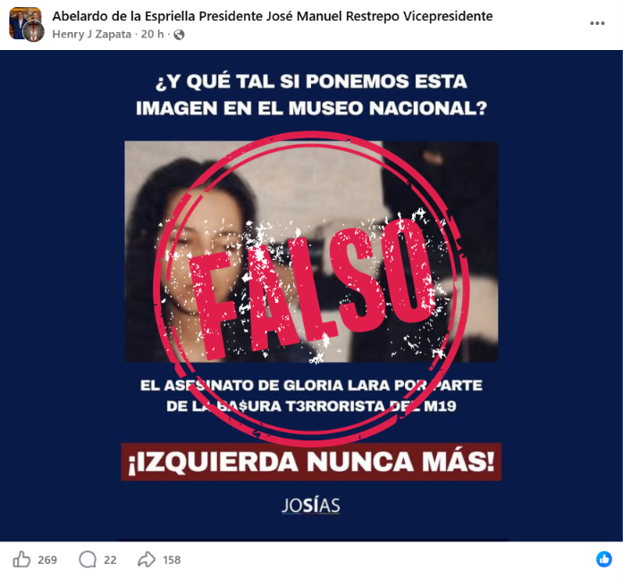 Imagen falsa sobre el secuestro y asesinato de Gloria Lara